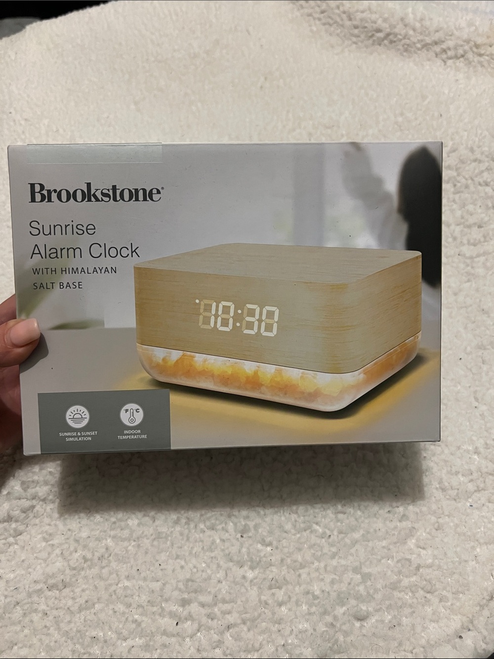 BROOKSTONE SUNRISE ALARM CLOCK W HIMALAYAN SALT BASE NWT